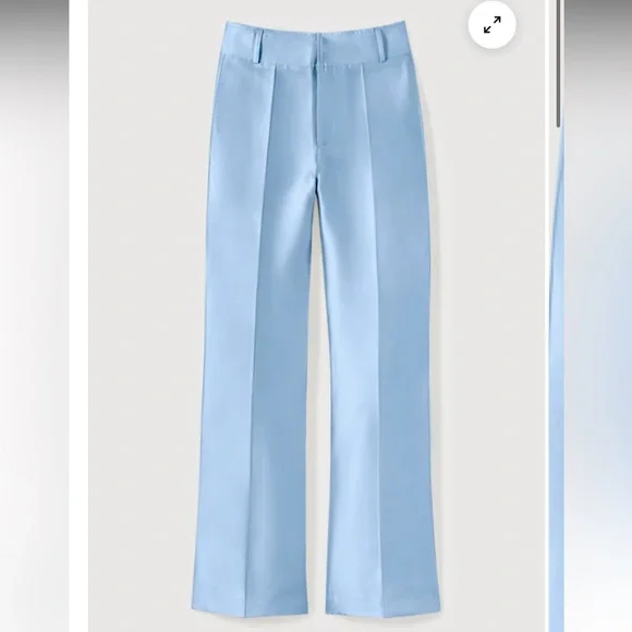 Destree Niagara blue satin straight pants - Picture 4 of 7